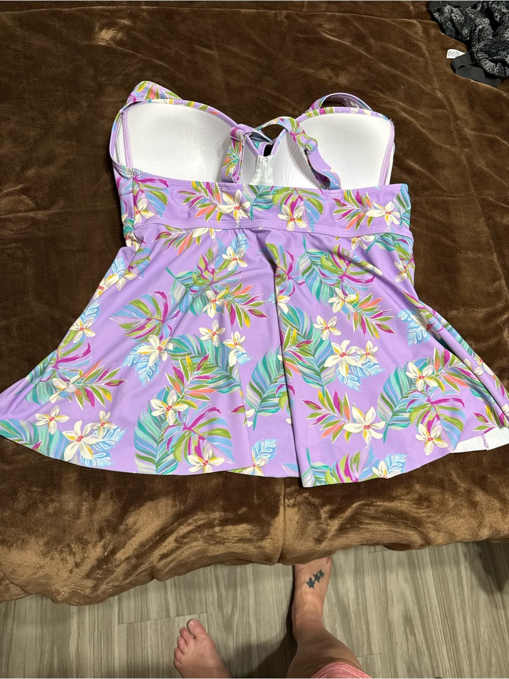 Woman’s size 2x torrid Lavender Tropical Floral Tankini Top - Picture 11 of 14